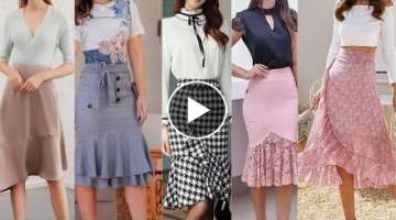 High Waisted Skirt Mermaid Hem Fishtail Office Pencil Outfit